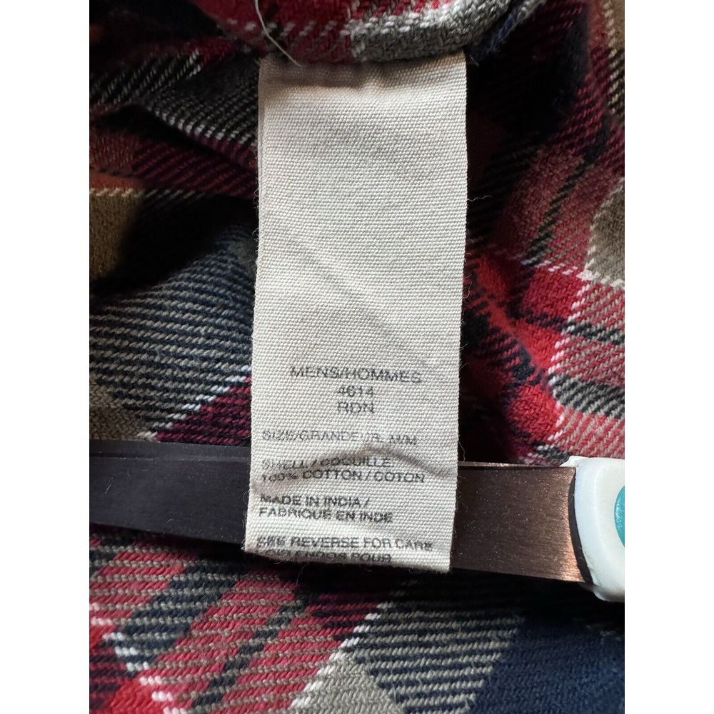Vintage Tall Pines Button Up Flannel Men M Red Plaid Long Sleeve 100% Cotton - Picture 9 of 10